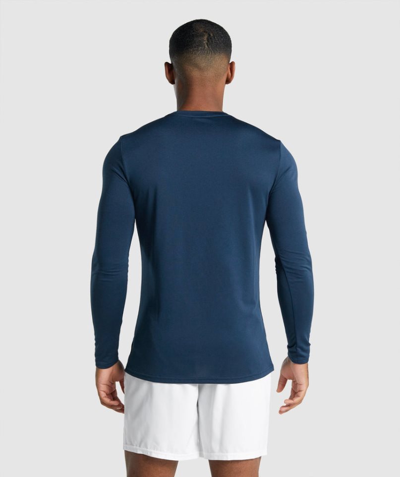 Men's Gymshark Arrival Long Sleeve Graphic T-Shirts Navy | NZ 0SUBTX